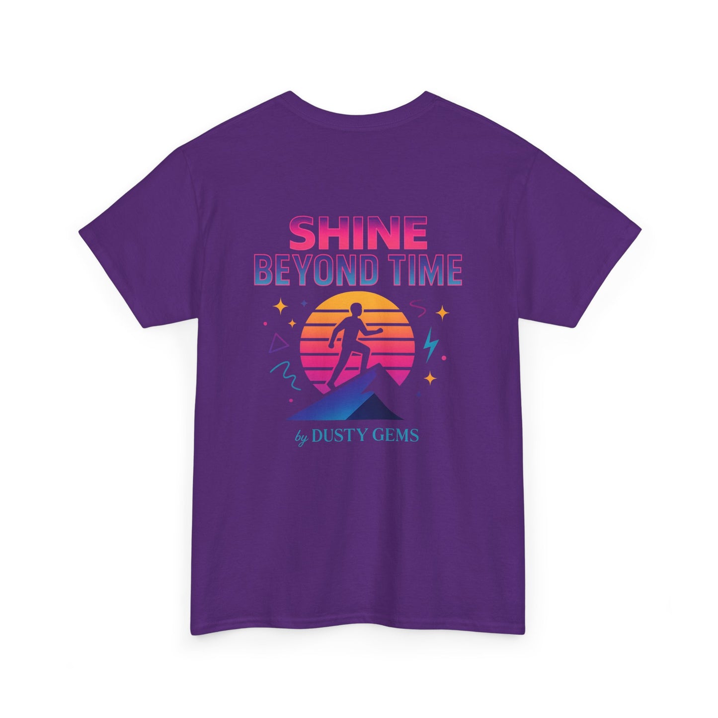 Unisex Heavy Cotton Tee - "Shine Beyond Time" Retro Graphic T-Shirt, Fun Summer Wear, Motivational Gift, Casual Style, Outdoor Adventures