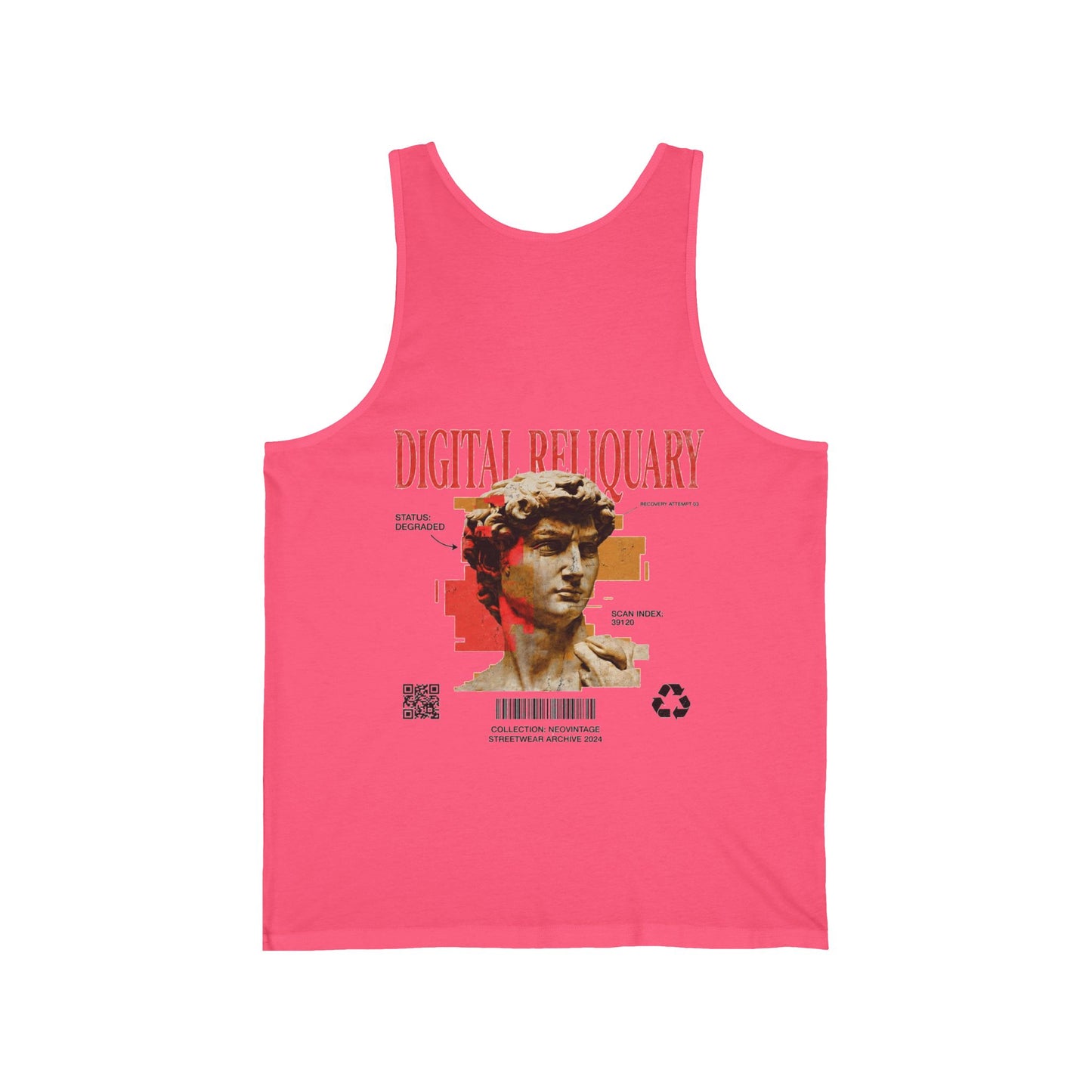 Digital Reliquary Tank Top — Retro Statue Graphic Aesthetic