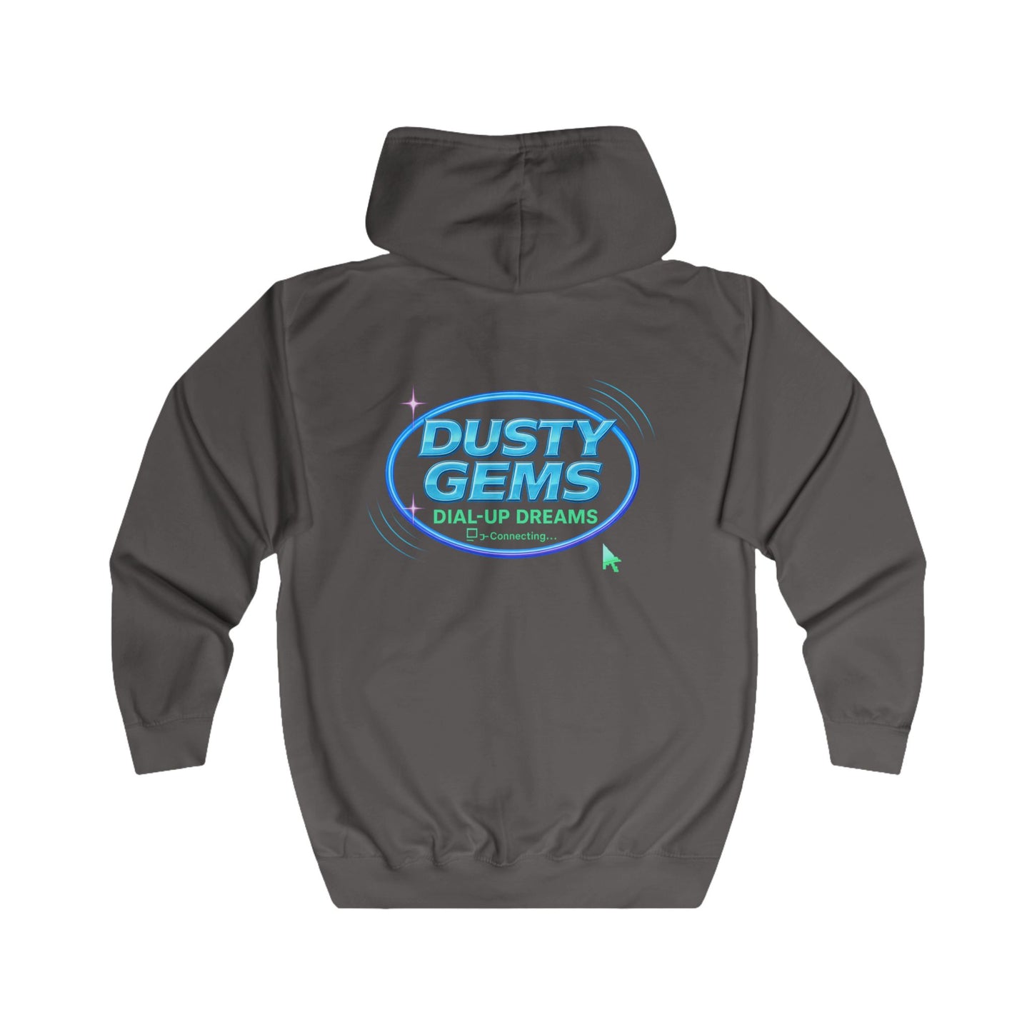 DustyGems MSN Club Zip Hoodie — Y2K Dial-Up Nostalgia