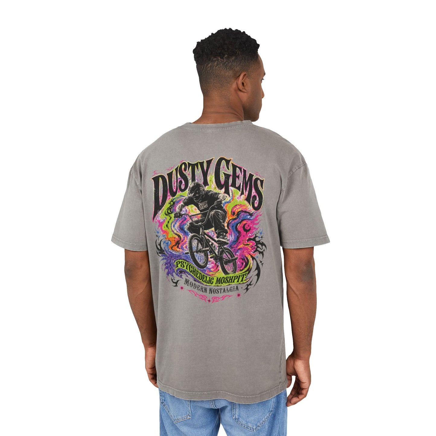 Graphic Tee - Dusty Gems BMX Acid Wash Oversized T-Shirt
