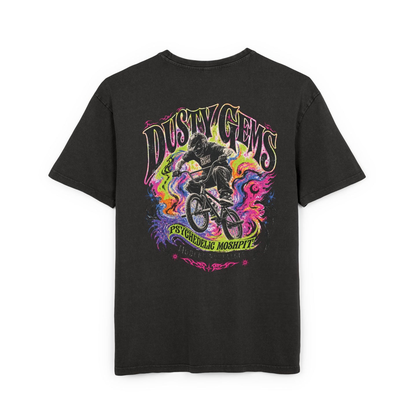 Graphic Tee - Dusty Gems BMX Acid Wash Oversized T-Shirt