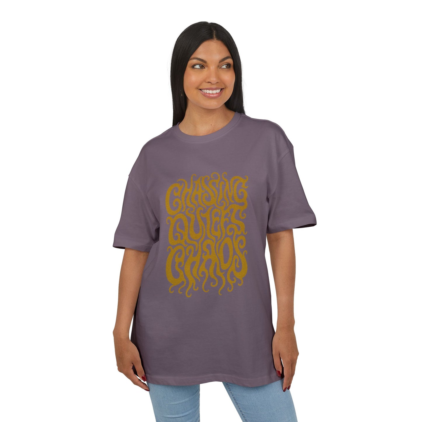 Chasing Quiet Chaos Unisex Oversize Tee, Relaxed Fit Graphic T-Shirt, Casual Streetwear, Gift for Peace Seekers, Summer Essentials