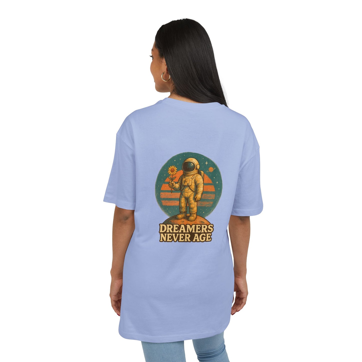 Space Dreamer Oversized Tee — Retro Adventure Graphic Unisex T‑Shirt