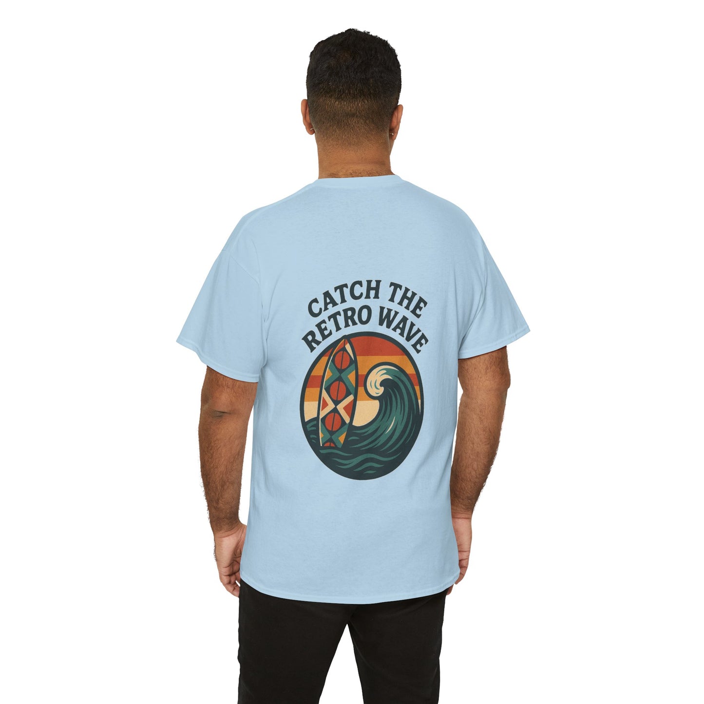 Catch the Retro Wave Unisex Heavy Cotton Tee, Vintage Surf T-Shirt, Summer Style, Beach Apparel, Gift for Surfer, Ocean Lover