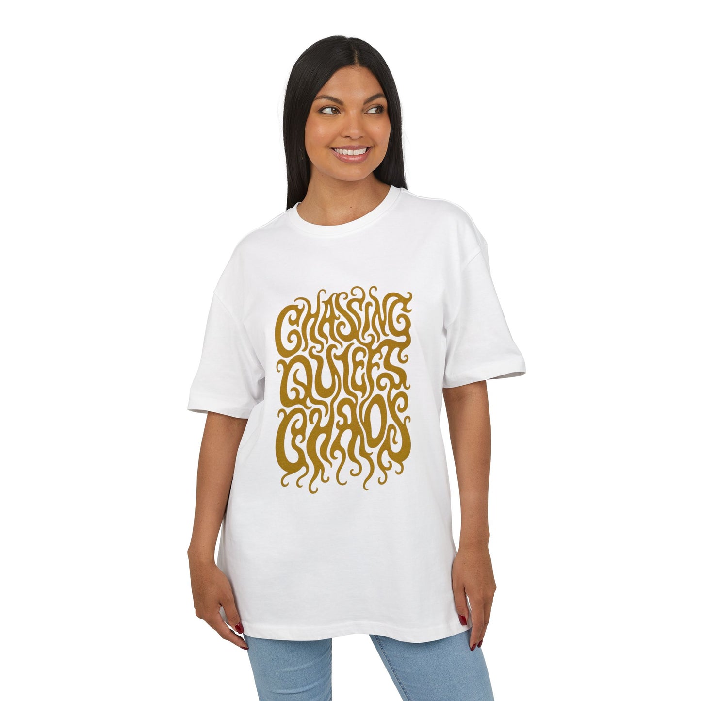 Chasing Quiet Chaos Unisex Oversize Tee, Relaxed Fit Graphic T-Shirt, Casual Streetwear, Gift for Peace Seekers, Summer Essentials