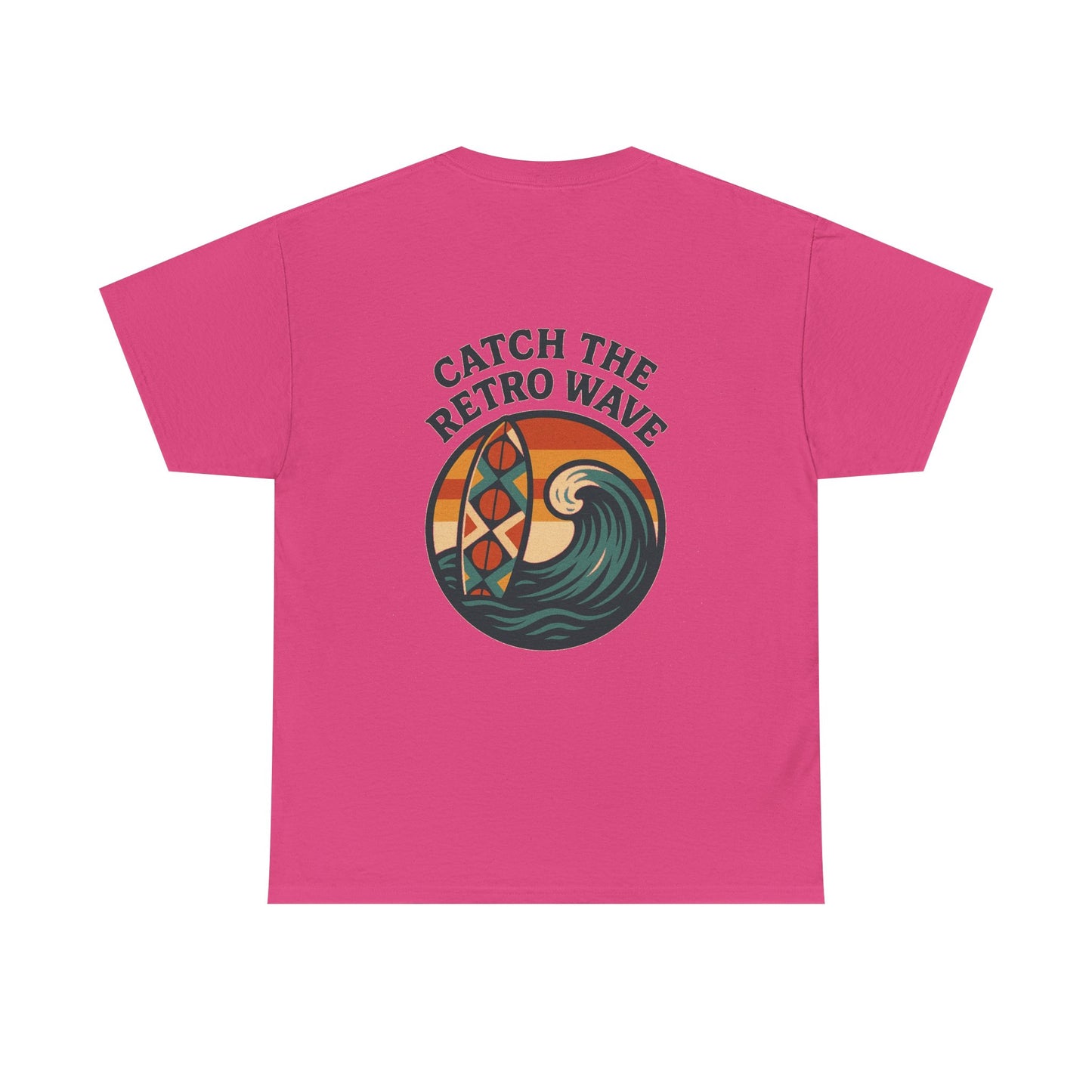 Catch the Retro Wave Unisex Heavy Cotton Tee, Vintage Surf T-Shirt, Summer Style, Beach Apparel, Gift for Surfer, Ocean Lover