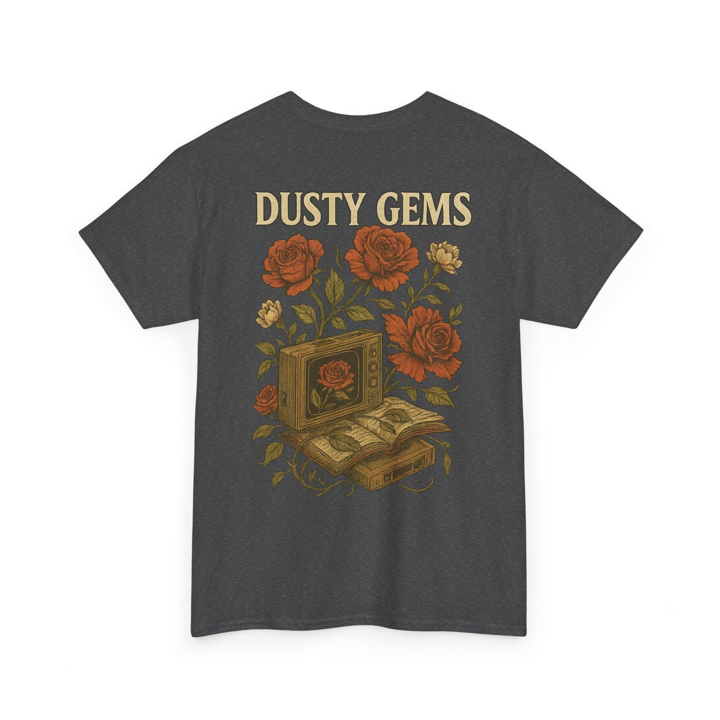 Dusty Gems Floral Tee, Vintage Graphic Tee, Unisex Cotton Shirt, Gift for Book Lovers, Casual Everyday Wear