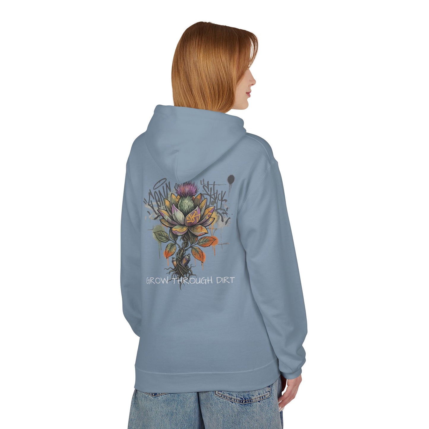 Grow Through Dirt Hoodie — Floral Succulent Graphic Hoodie