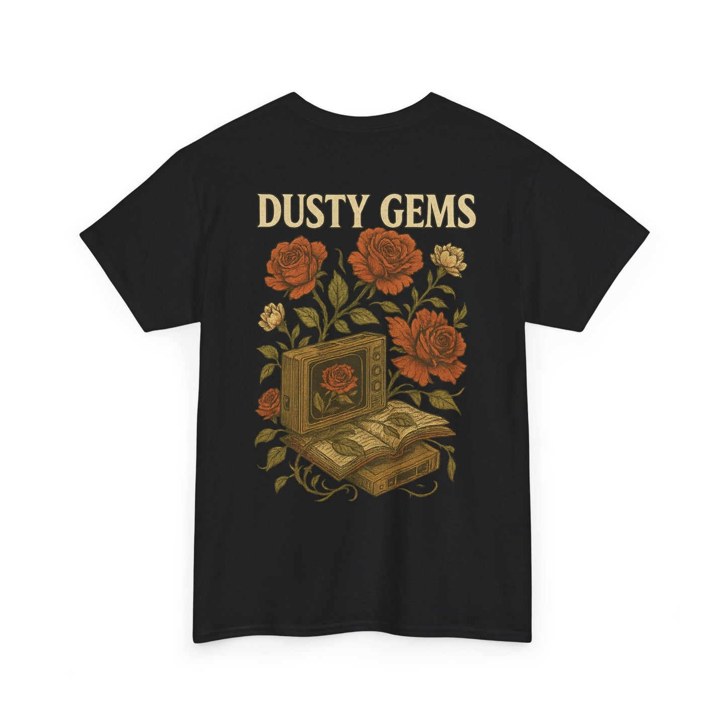 Dusty Gems Floral Tee, Vintage Graphic Tee, Unisex Cotton Shirt, Gift for Book Lovers, Casual Everyday Wear