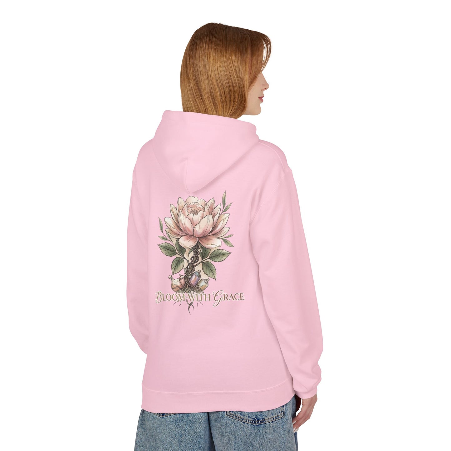 Floral 'Bloom with Grace' Hoodie — Vintage Peony Sweatshirt for Women