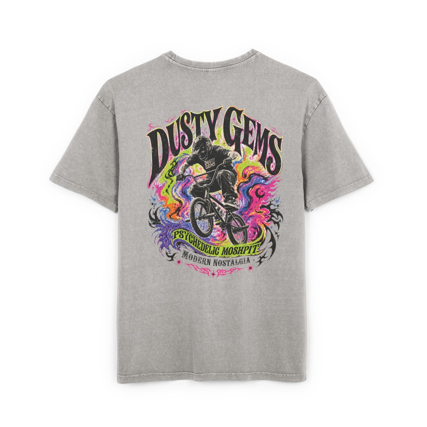 Graphic Tee - Dusty Gems BMX Acid Wash Oversized T-Shirt