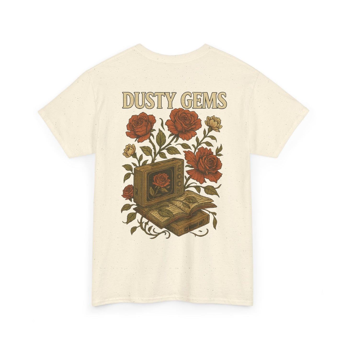 Dusty Gems Floral Tee, Vintage Graphic Tee, Unisex Cotton Shirt, Gift for Book Lovers, Casual Everyday Wear
