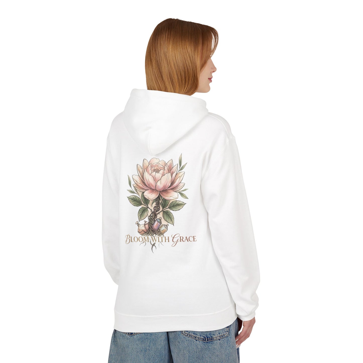 Floral 'Bloom with Grace' Hoodie — Vintage Peony Sweatshirt for Women