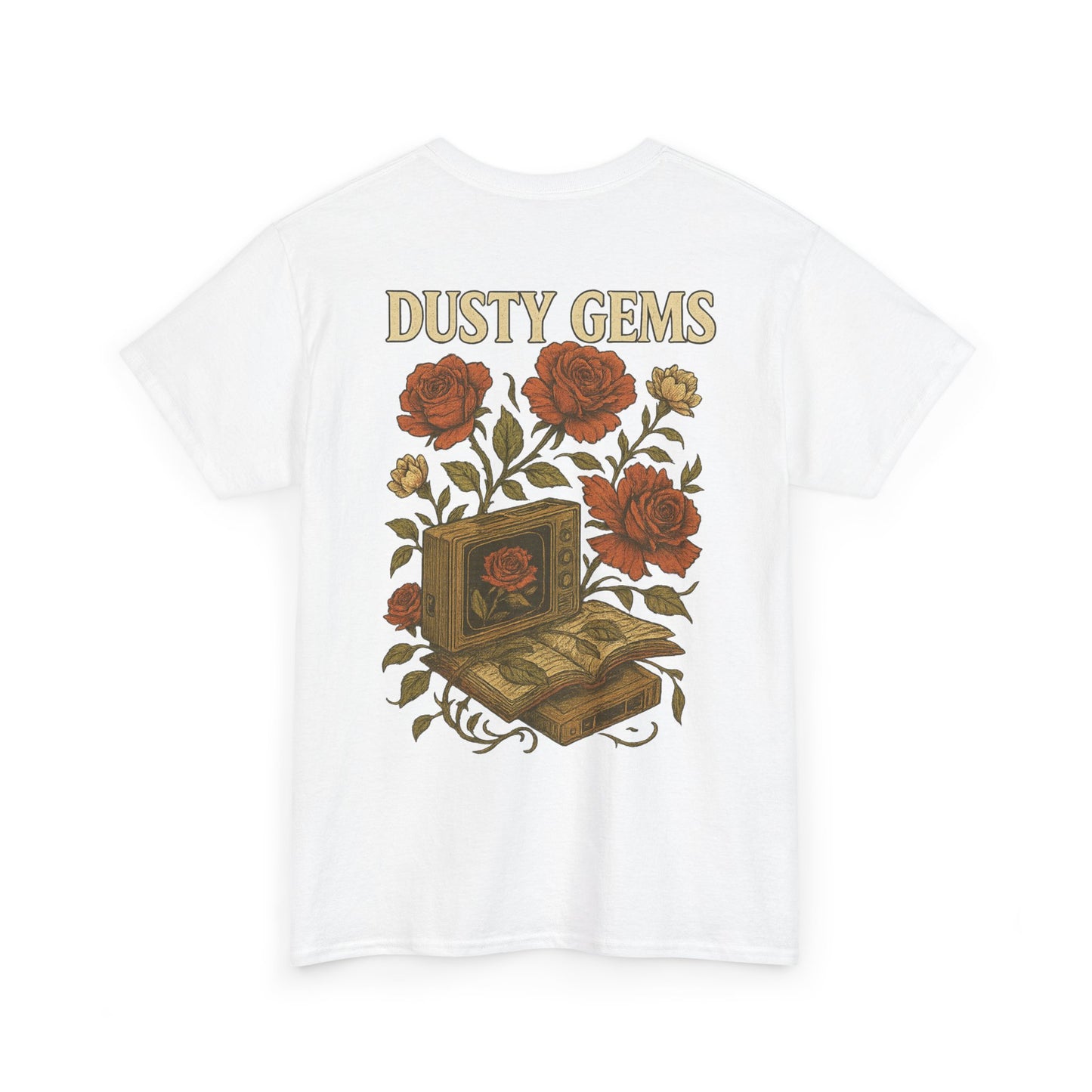 Dusty Gems Floral Tee, Vintage Graphic Tee, Unisex Cotton Shirt, Gift for Book Lovers, Casual Everyday Wear