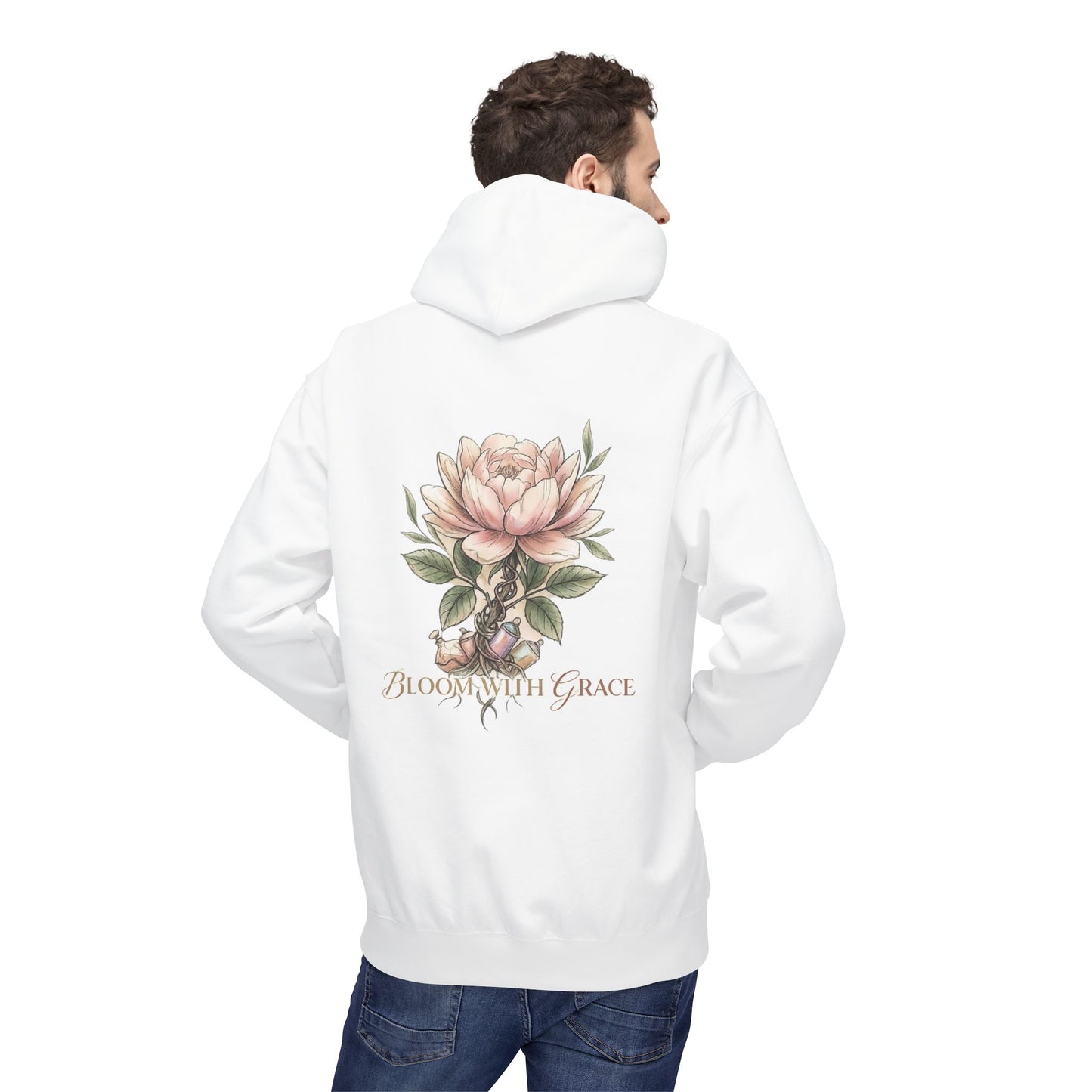 Floral 'Bloom with Grace' Hoodie — Vintage Peony Sweatshirt for Women