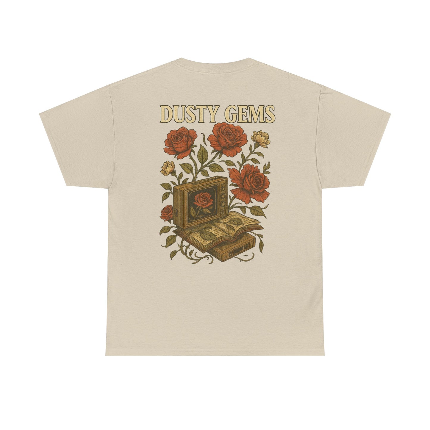 Dusty Gems Floral Tee, Vintage Graphic Tee, Unisex Cotton Shirt, Gift for Book Lovers, Casual Everyday Wear