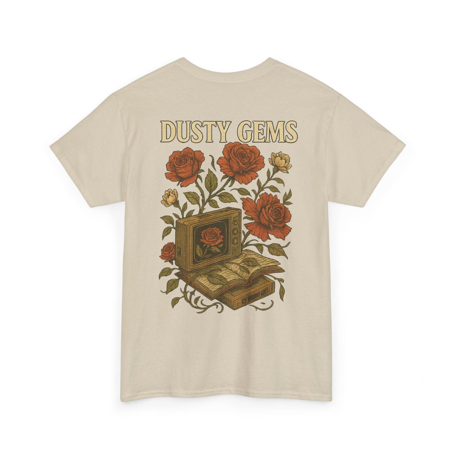 Dusty Gems Floral Tee, Vintage Graphic Tee, Unisex Cotton Shirt, Gift for Book Lovers, Casual Everyday Wear