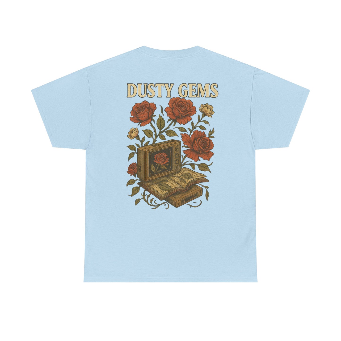 Dusty Gems Floral Tee, Vintage Graphic Tee, Unisex Cotton Shirt, Gift for Book Lovers, Casual Everyday Wear