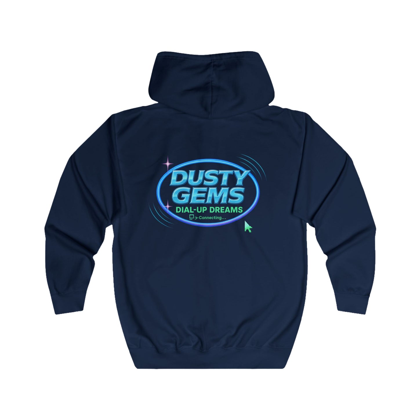 DustyGems MSN Club Zip Hoodie — Y2K Dial-Up Nostalgia