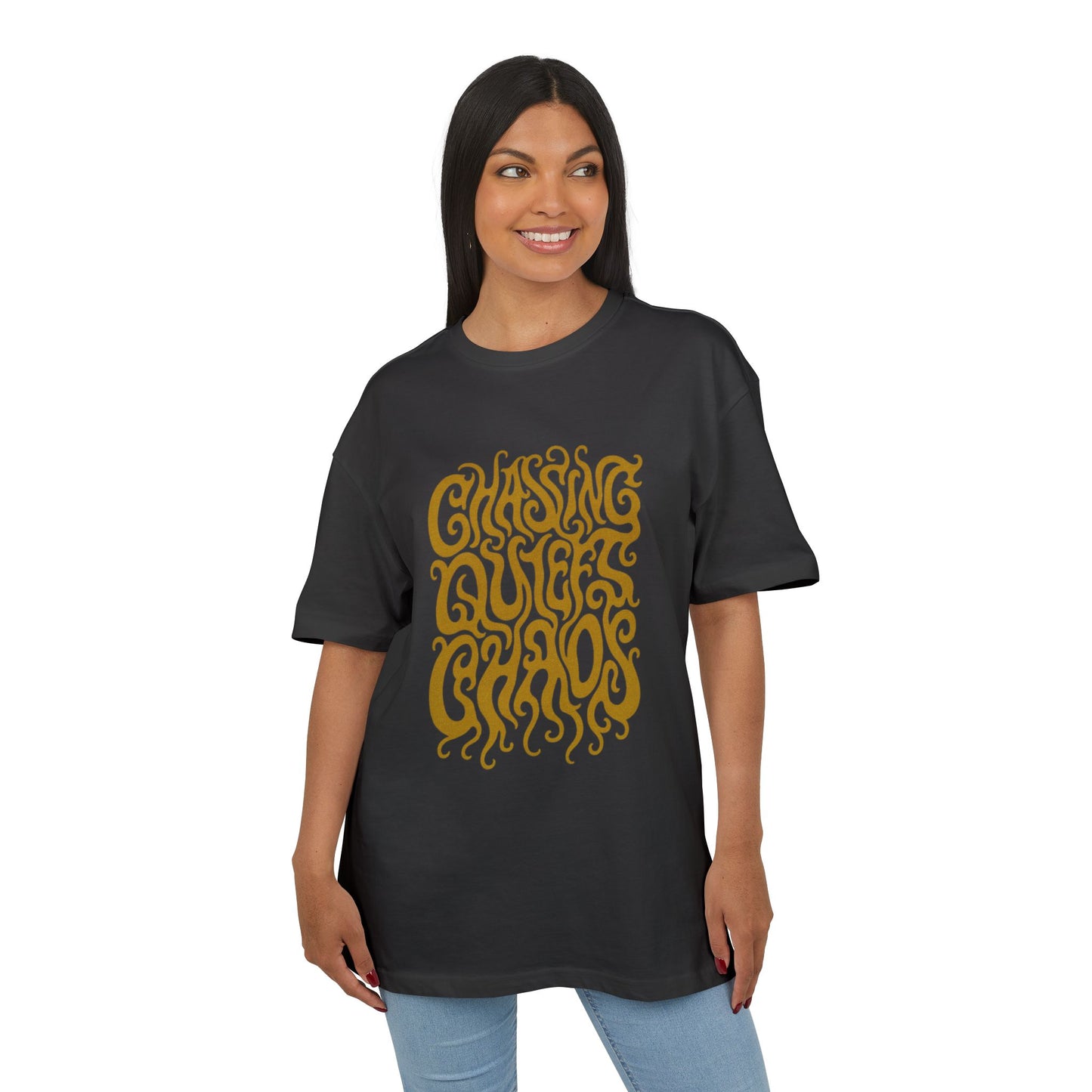 Chasing Quiet Chaos Unisex Oversize Tee, Relaxed Fit Graphic T-Shirt, Casual Streetwear, Gift for Peace Seekers, Summer Essentials