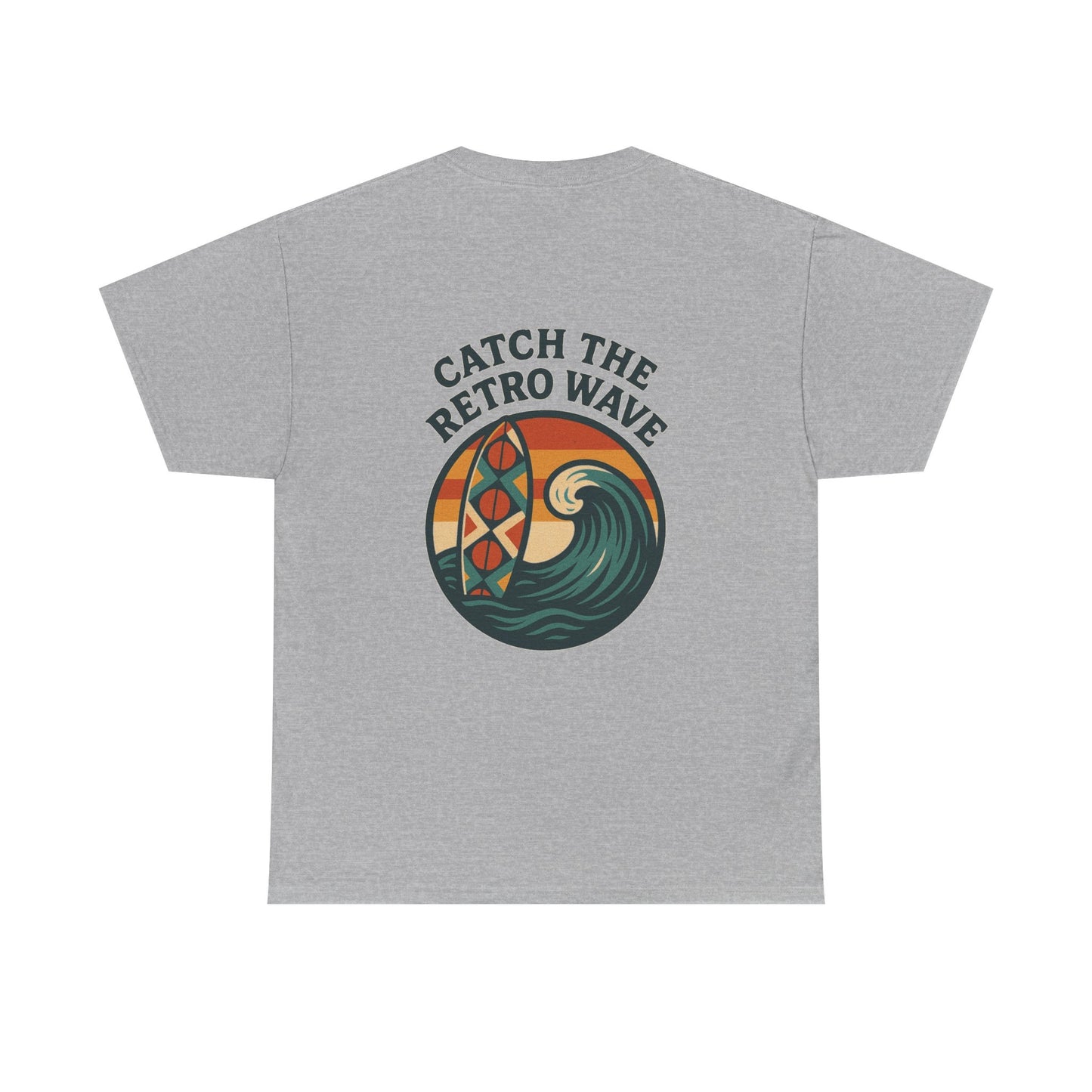 Catch the Retro Wave Unisex Heavy Cotton Tee, Vintage Surf T-Shirt, Summer Style, Beach Apparel, Gift for Surfer, Ocean Lover