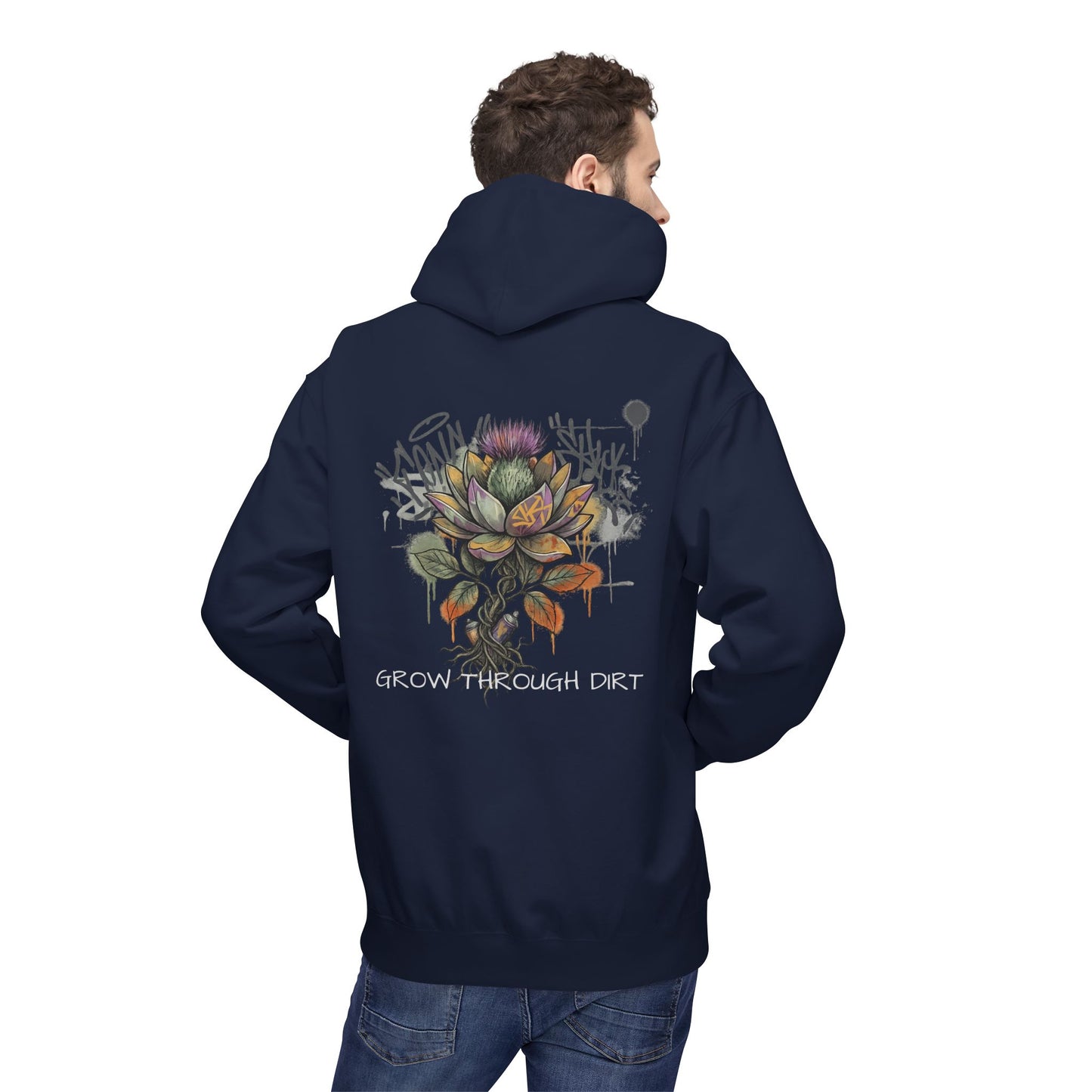 Grow Through Dirt Hoodie — Floral Succulent Graphic Hoodie