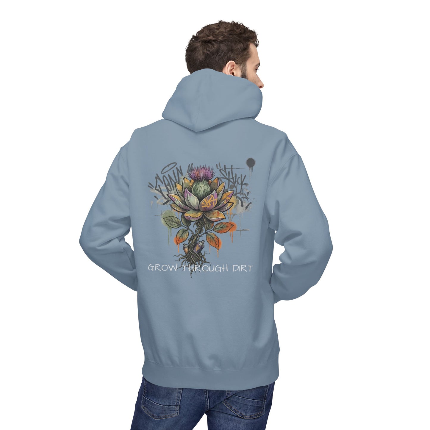 Grow Through Dirt Hoodie — Floral Succulent Graphic Hoodie