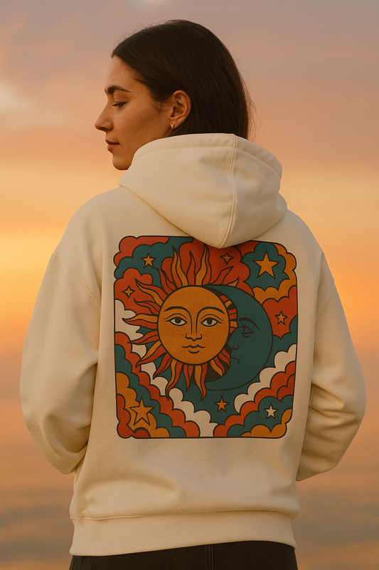 Sun and Moon Cozy Sweatshirt | Unisex Heavy Blend Hoodie for All Seasons, Gift for Astrology Lovers, Boho Style, Festival Wear