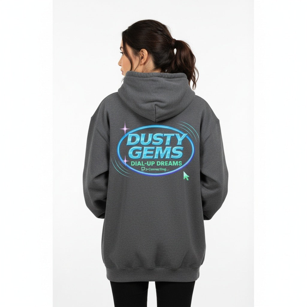 DustyGems MSN Club Zip Hoodie — Y2K Dial-Up Nostalgia