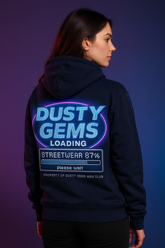 Dusty Gems Loading Hoodie — Retro Gaming Streetwear Sweatshirt