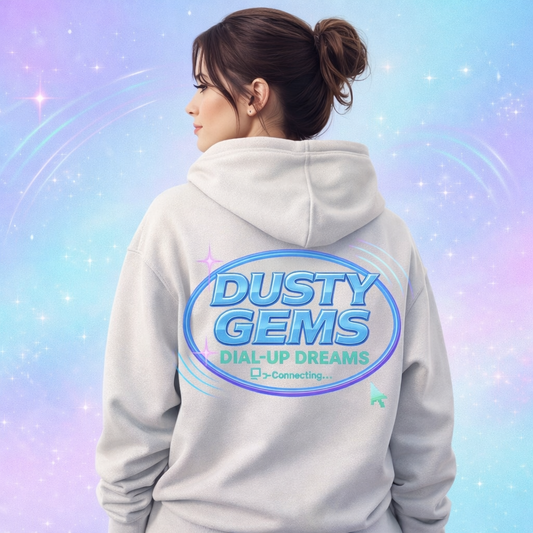 DustyGems MSN Club Zip Hoodie — Y2K Dial-Up Nostalgia