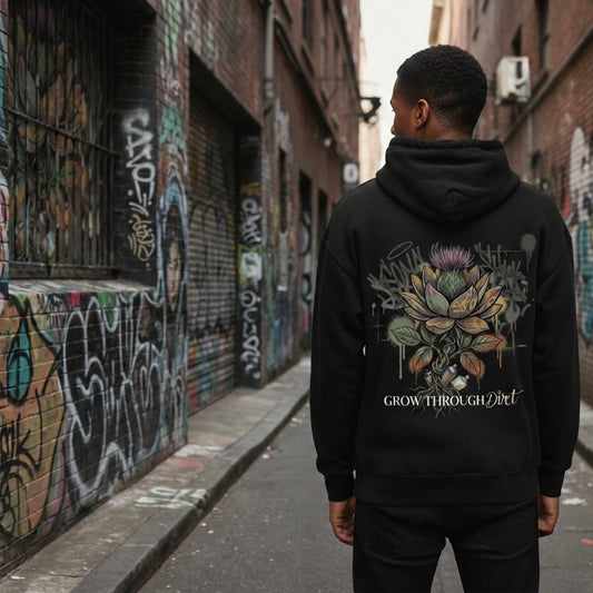 Grow Through Dirt Hoodie — Floral Succulent Graphic Hoodie
