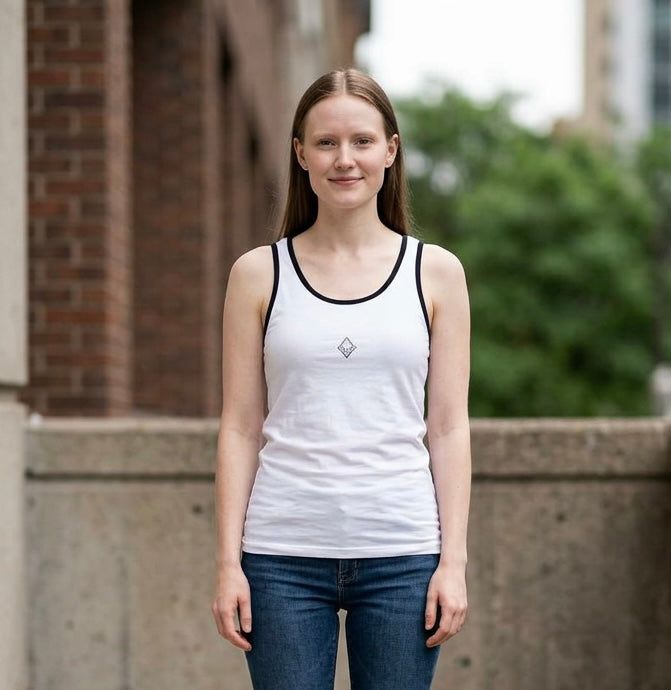 Digital Reliquary Tank Top — Retro Statue Graphic Aesthetic