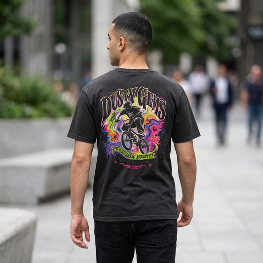 Graphic Tee - Dusty Gems BMX Acid Wash Oversized T-Shirt