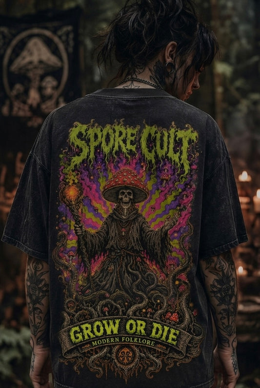 Spore Cult "Grow or Die" Acid Wash Tee