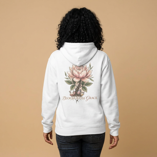 Floral 'Bloom with Grace' Hoodie — Vintage Peony Sweatshirt for Women