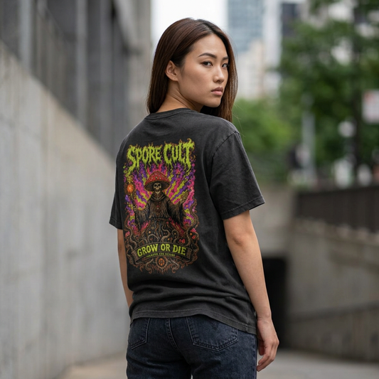 Spore Cult „Grow or Die“ Acid Wash Tee