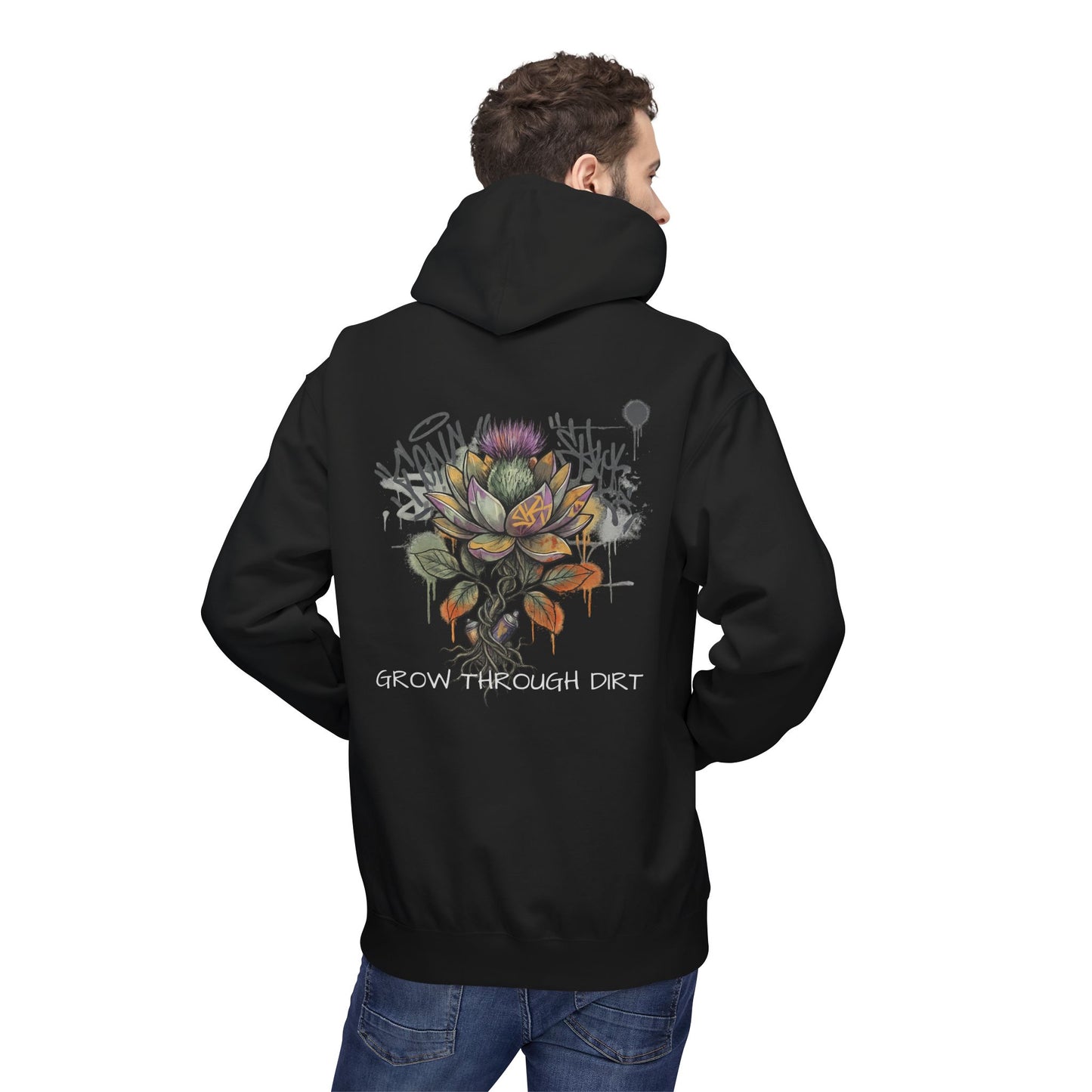 Grow Through Dirt Hoodie — Floral Succulent Graphic Hoodie