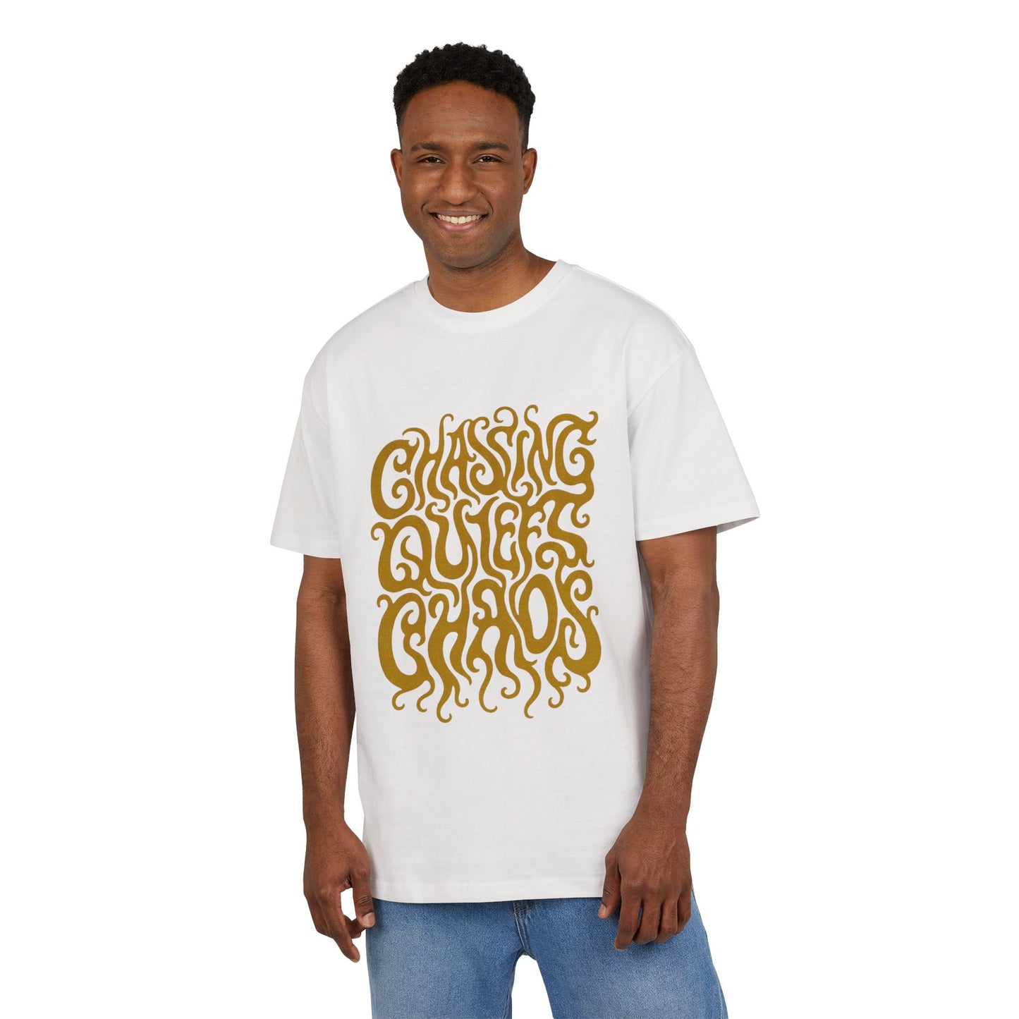 Chasing Quiet Chaos Unisex Oversize Tee, Relaxed Fit Graphic T-Shirt, Casual Streetwear, Gift for Peace Seekers, Summer Essentials