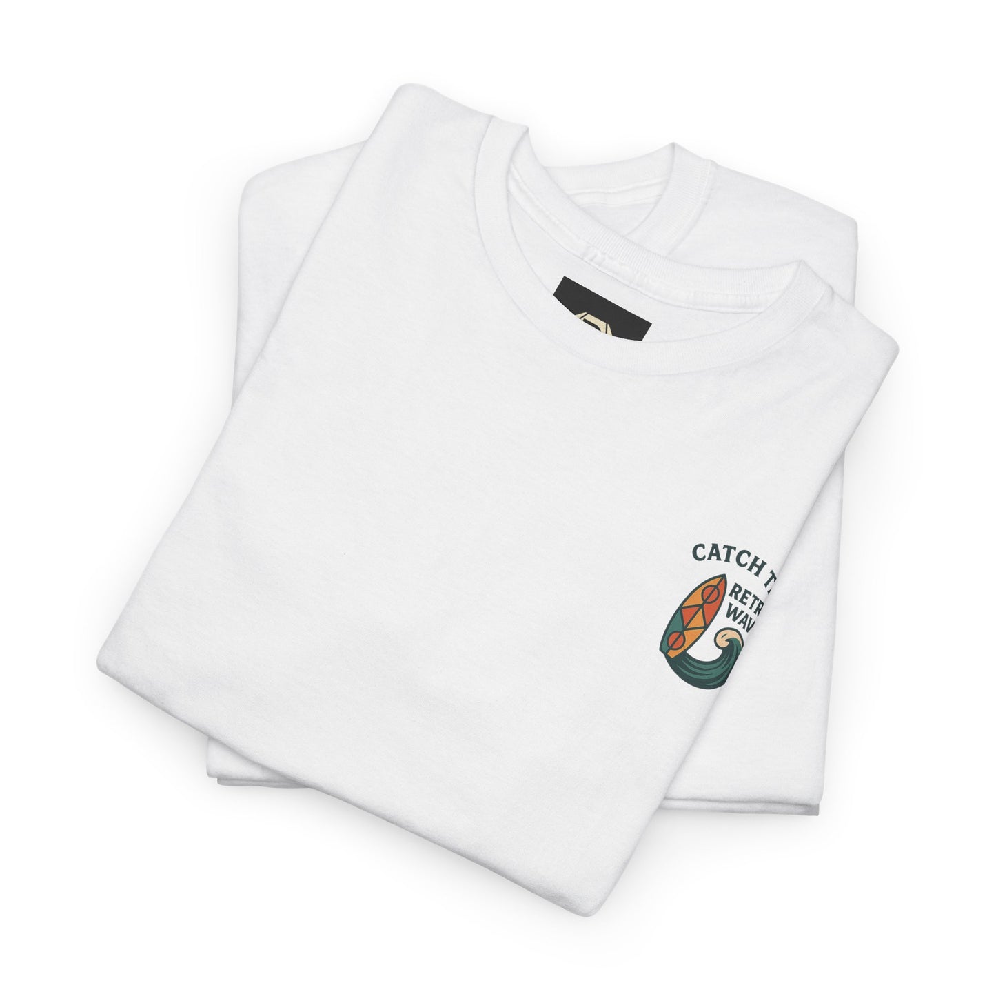 Catch the Retro Wave Unisex Heavy Cotton Tee, Vintage Surf T-Shirt, Summer Style, Beach Apparel, Gift for Surfer, Ocean Lover