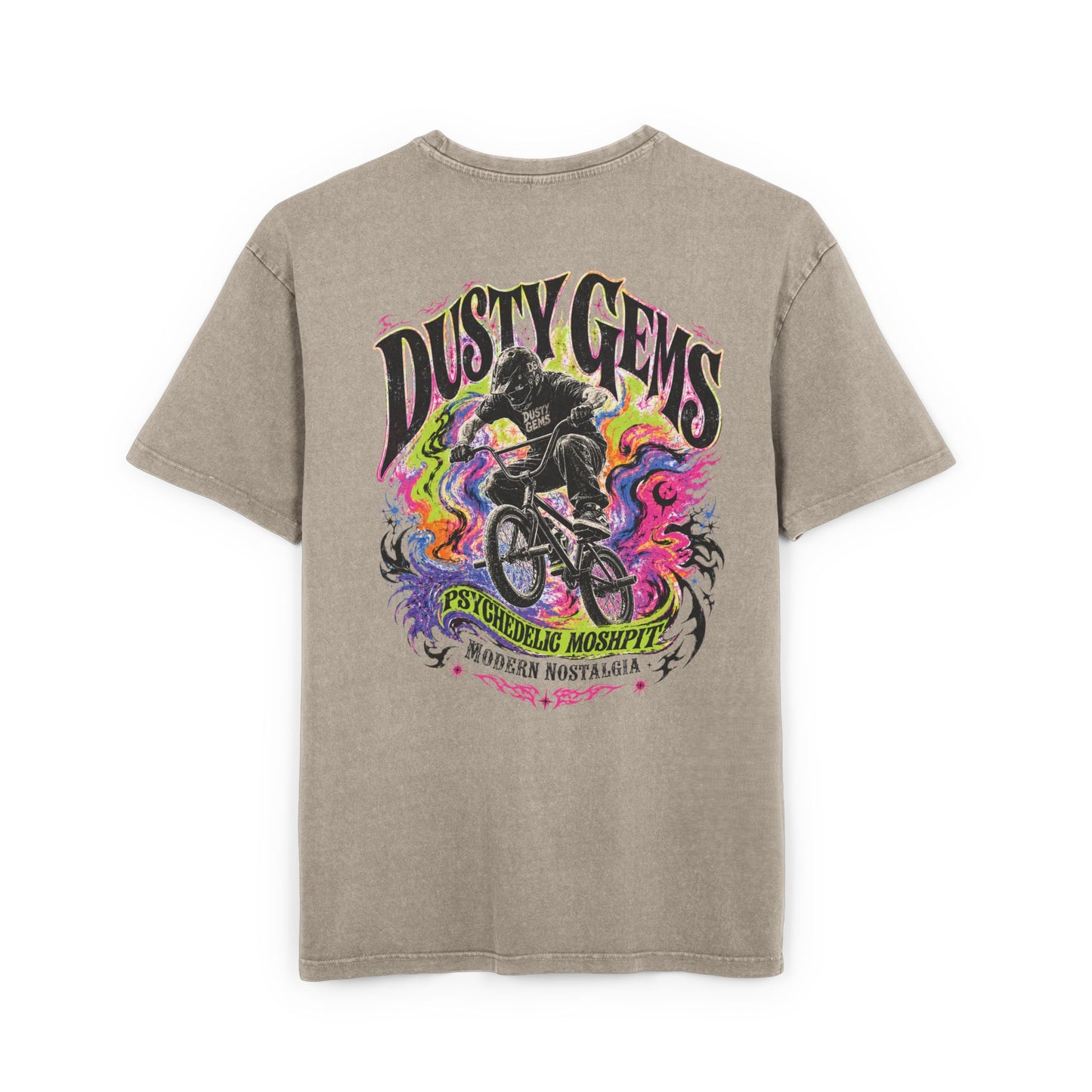 Graphic Tee - Dusty Gems BMX Acid Wash Oversized T-Shirt