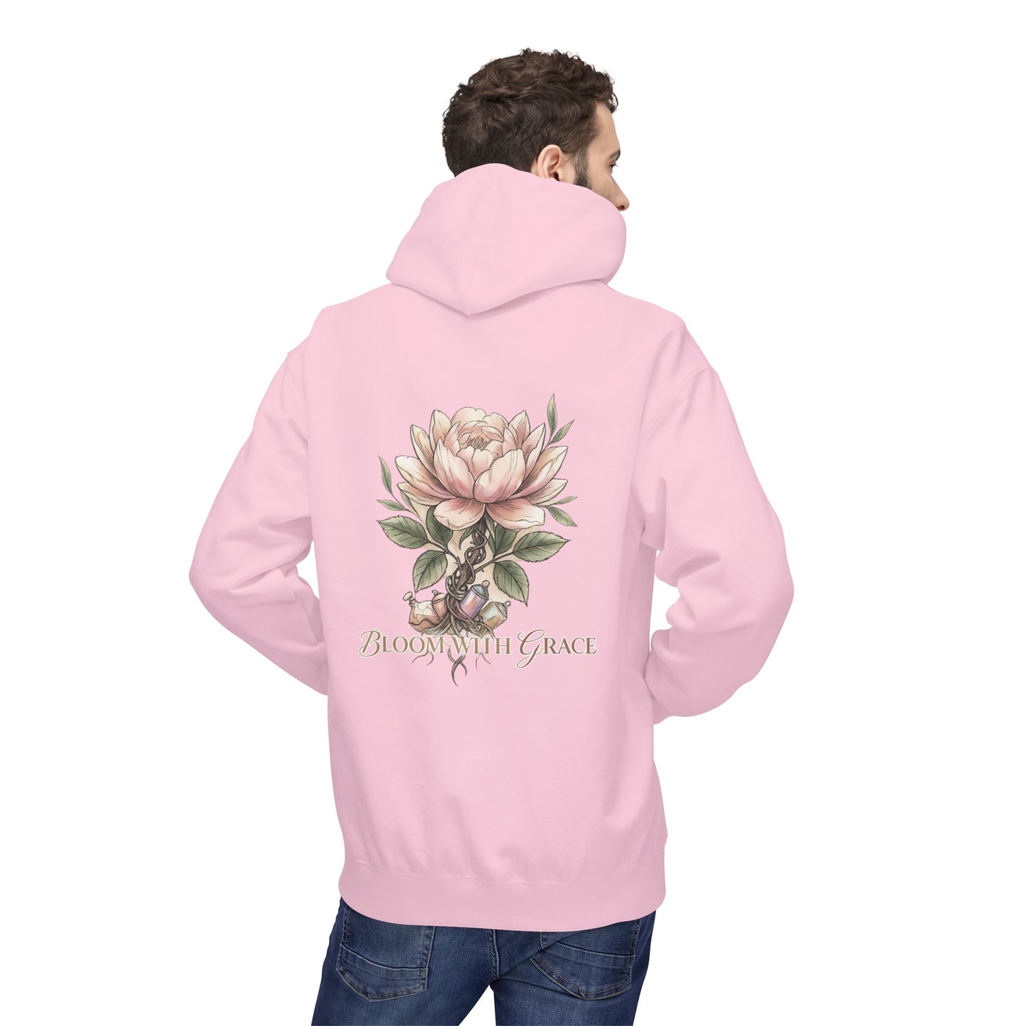 Floral 'Bloom with Grace' Hoodie — Vintage Peony Sweatshirt for Women
