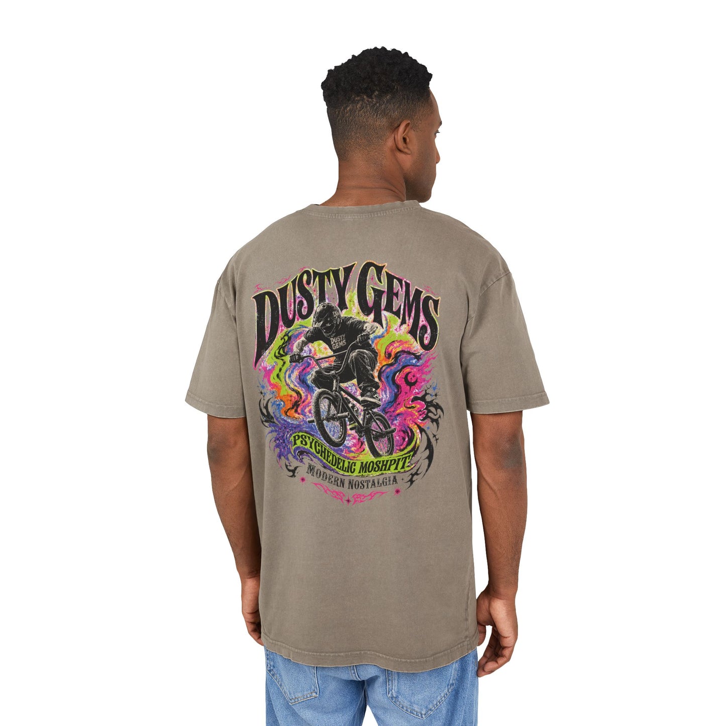 Graphic Tee - Dusty Gems BMX Acid Wash Oversized T-Shirt