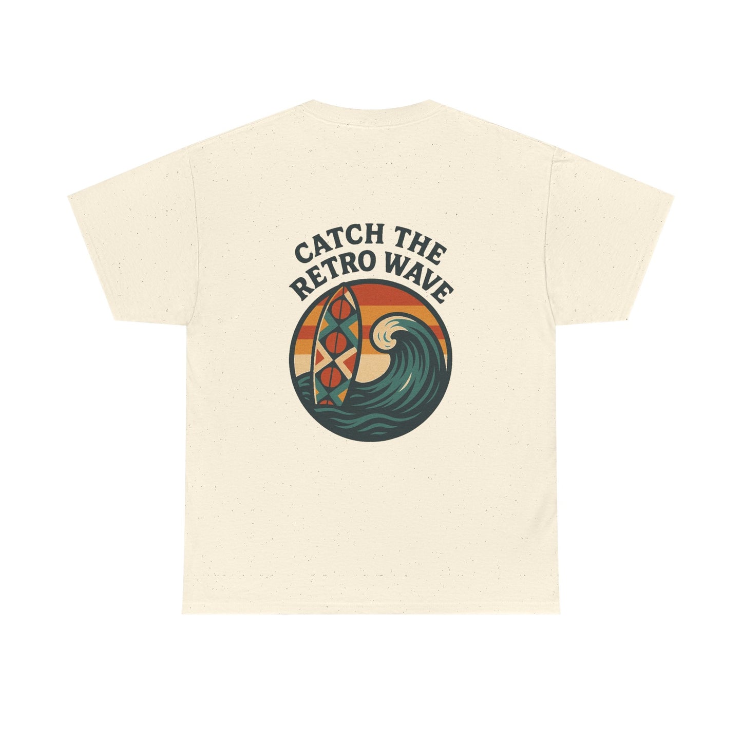 Catch the Retro Wave Unisex Heavy Cotton Tee, Vintage Surf T-Shirt, Summer Style, Beach Apparel, Gift for Surfer, Ocean Lover