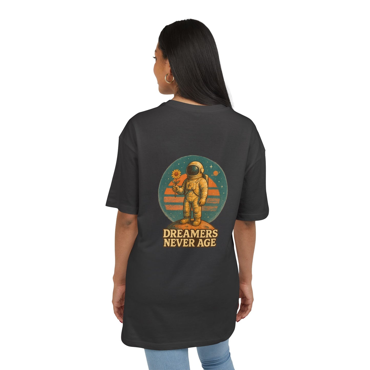 Space Dreamer Oversized Tee — Retro Adventure Graphic Unisex T‑Shirt