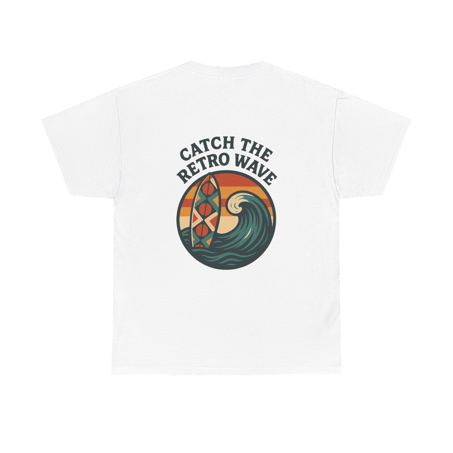 Catch the Retro Wave Unisex Heavy Cotton Tee, Vintage Surf T-Shirt, Summer Style, Beach Apparel, Gift for Surfer, Ocean Lover