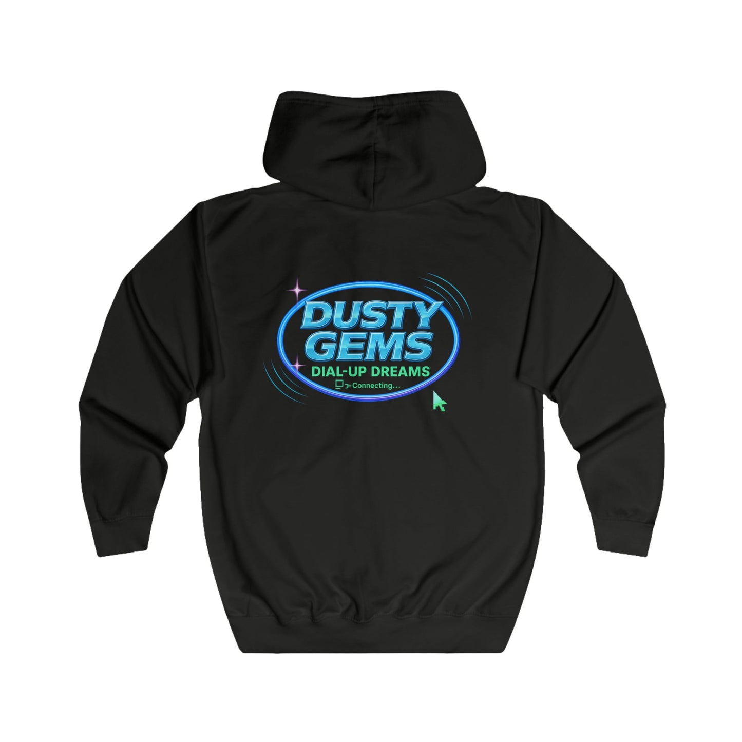 DustyGems MSN Club Zip Hoodie — Y2K Dial-Up Nostalgia