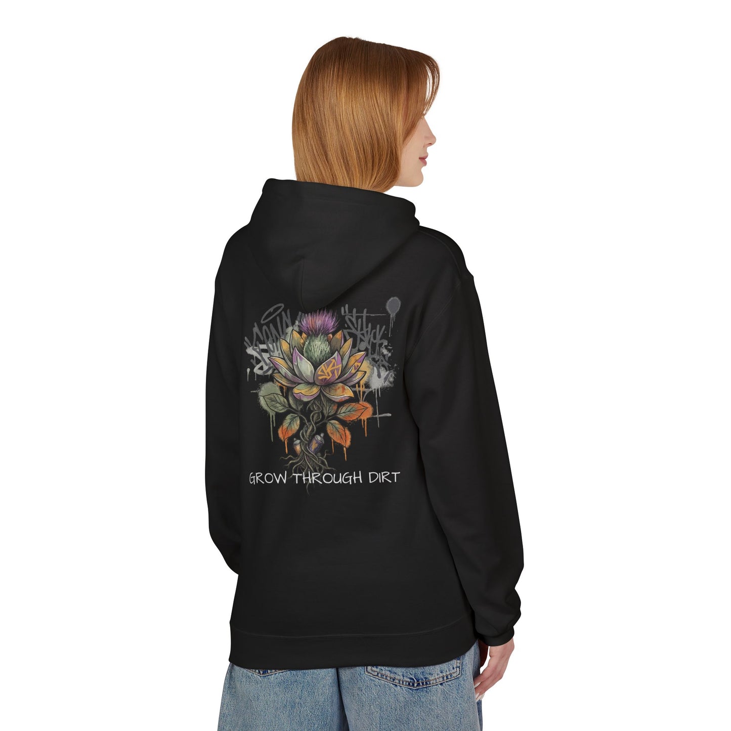 Grow Through Dirt Hoodie — Floral Succulent Graphic Hoodie