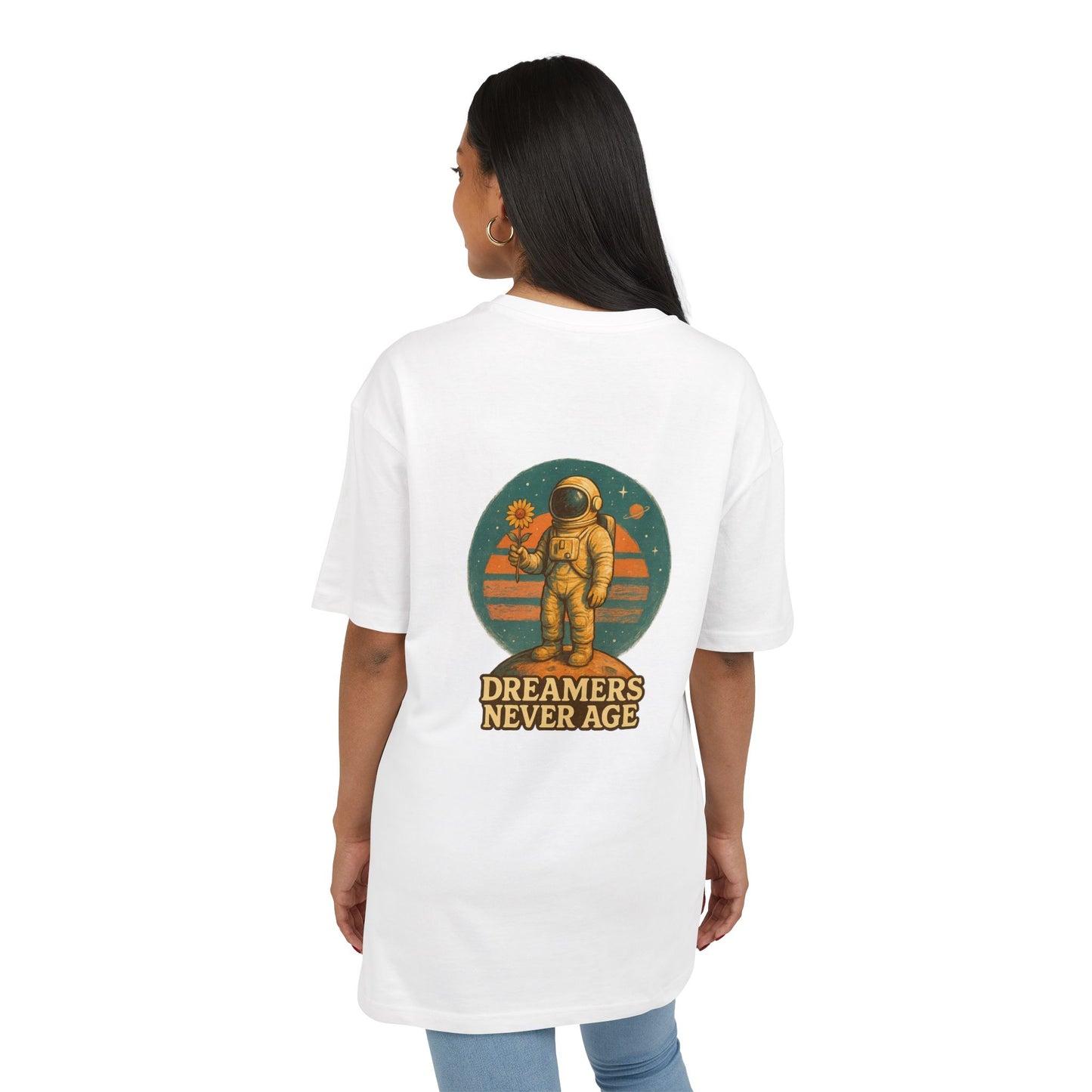 Space Dreamer Oversized Tee — Retro Adventure Graphic Unisex T‑Shirt