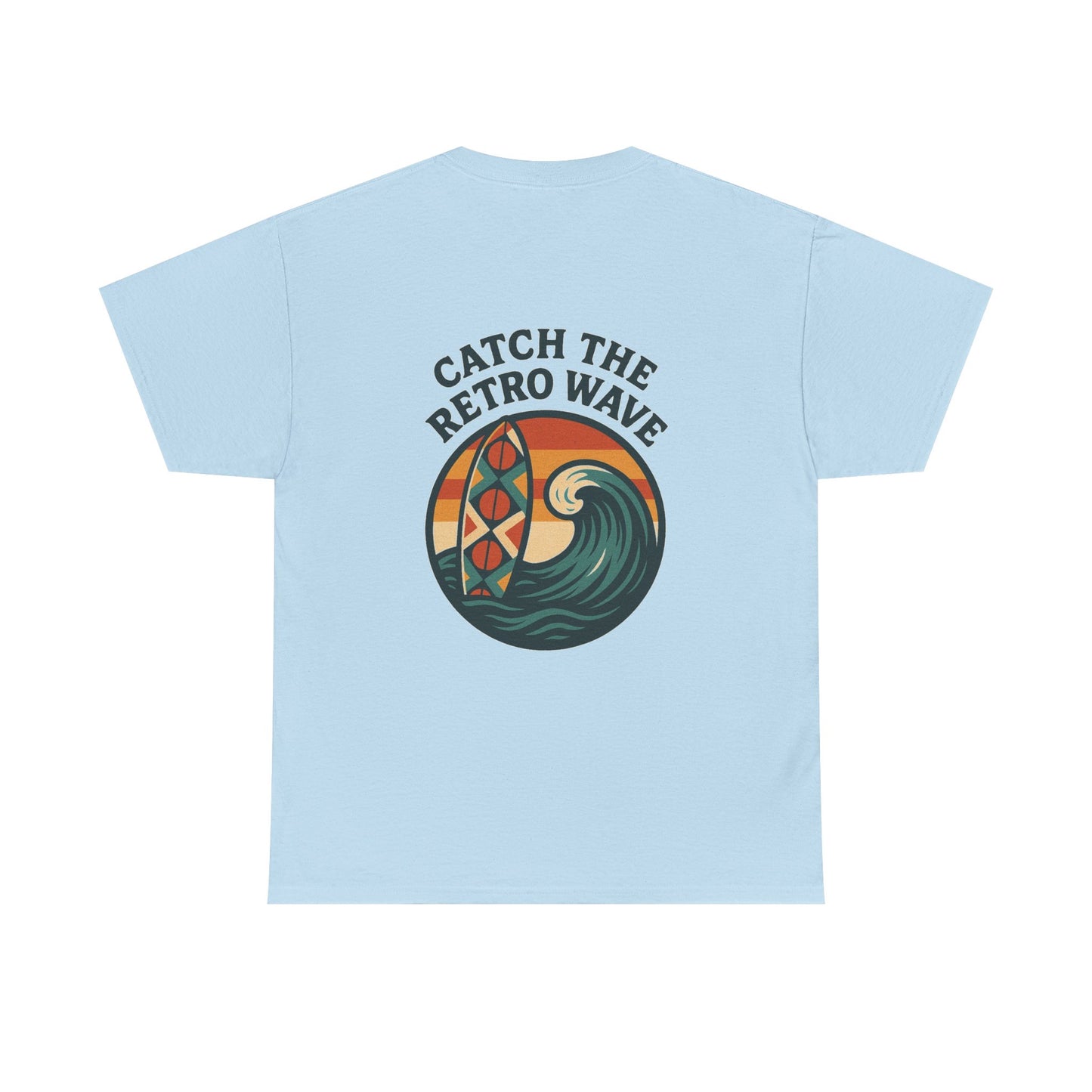 Catch the Retro Wave Unisex Heavy Cotton Tee, Vintage Surf T-Shirt, Summer Style, Beach Apparel, Gift for Surfer, Ocean Lover
